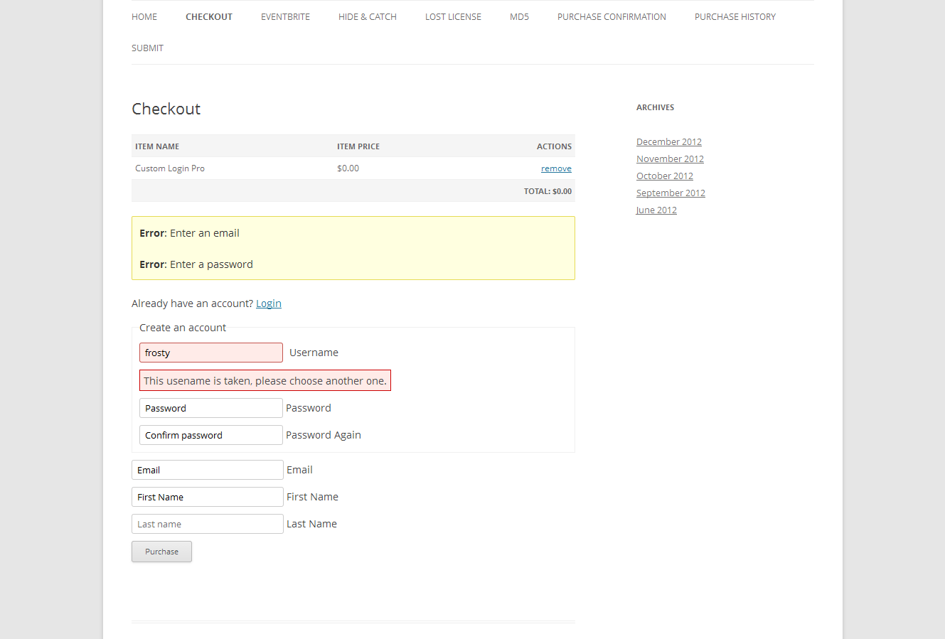 EDD AJAX Check Username - username already exists error