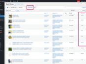 Attachement(s) Filesizes filterable column